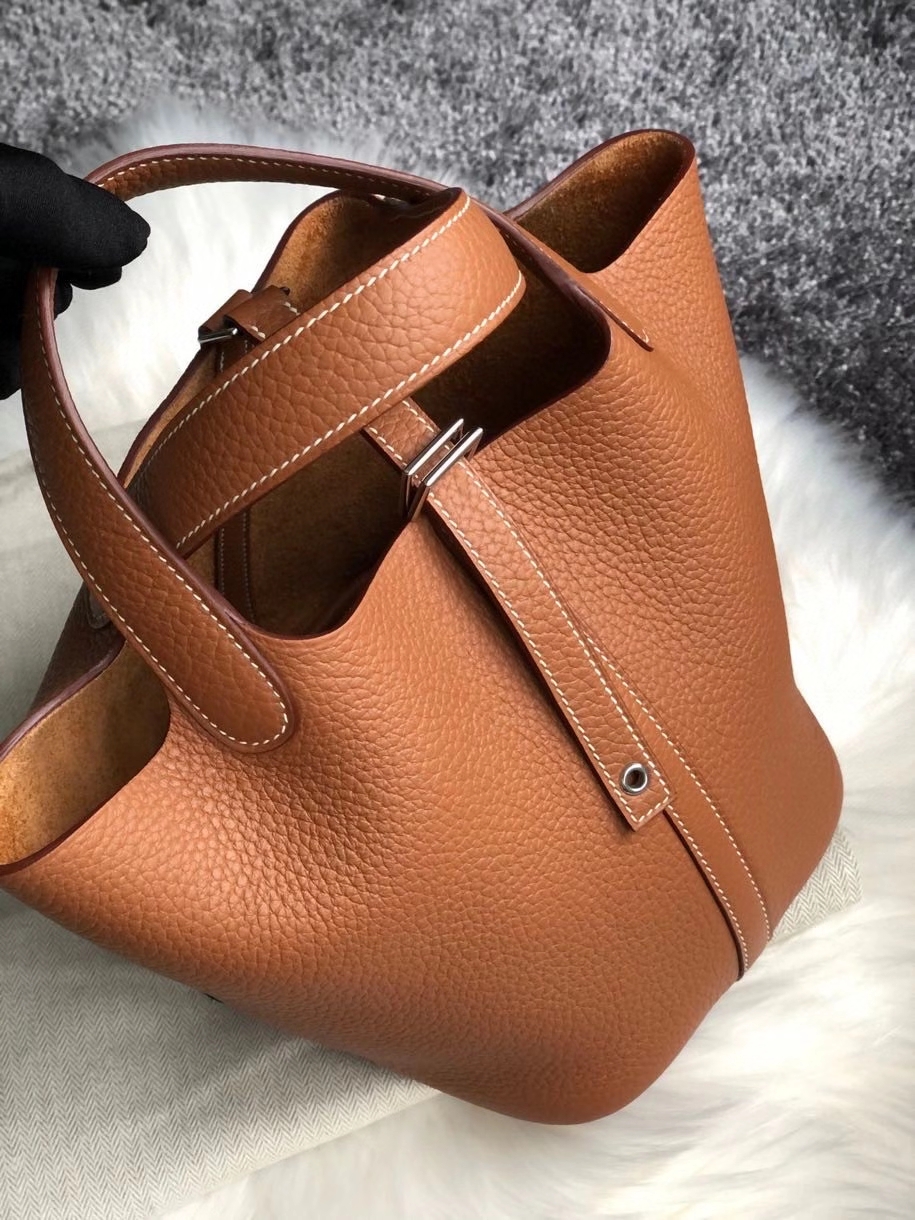 Hermès（爱马仕）Picotin 18cm 原厂御用顶级TC皮  ck37 金棕色 Gold 银扣