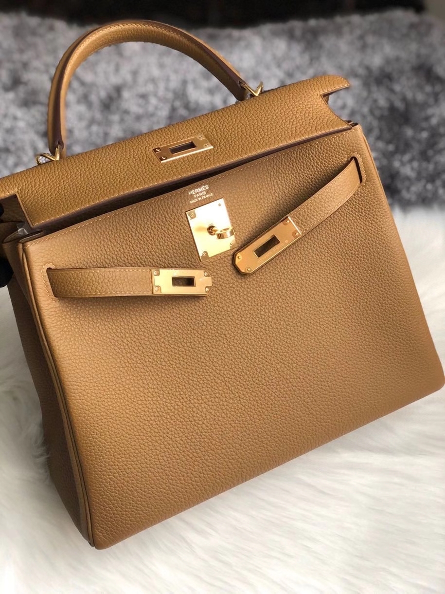 Hermès（爱马仕）Kelly 28cm 原厂御用小牛皮 U8 铜金色 金扣 超特别颜色 顶级手缝