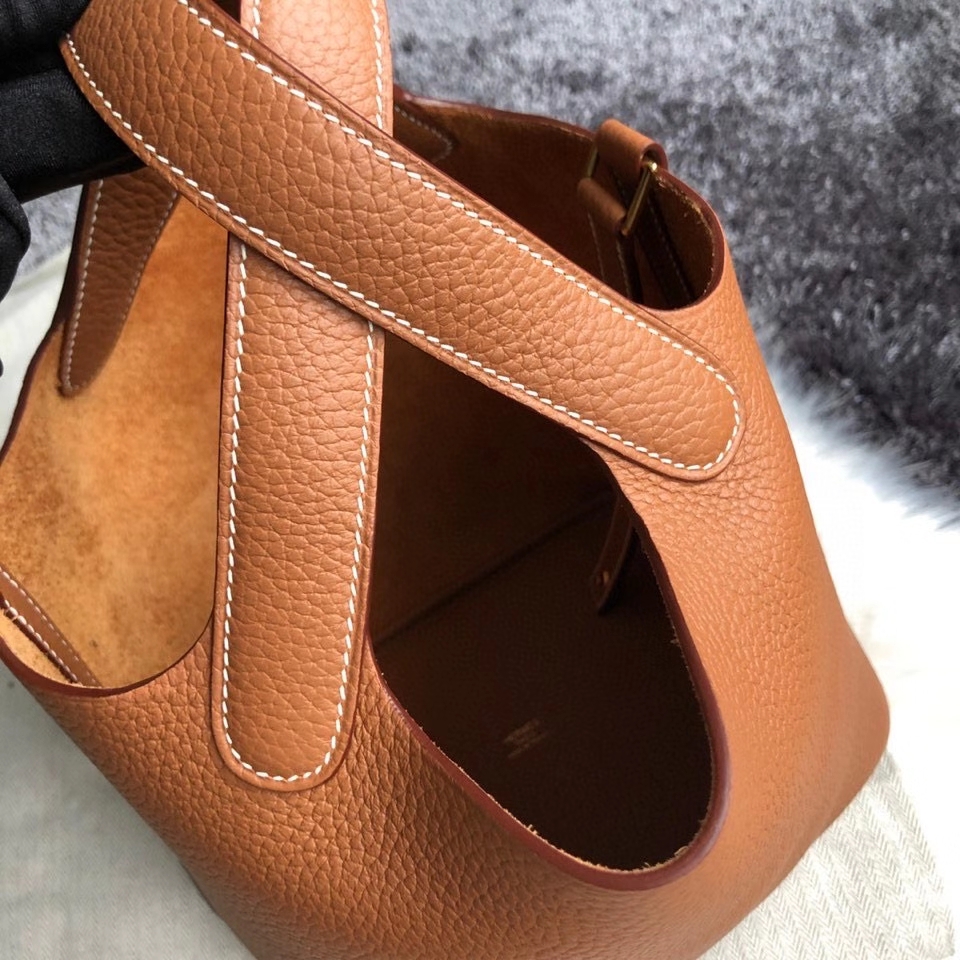 Hermès（爱马仕）Picotin 18cm 原厂御用顶级TC皮  ck37 金棕色 Gold 金扣