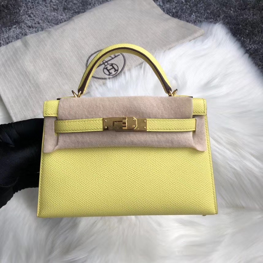 Hermès（爱马仕）Mini kelly ll Epsom 原厂掌纹皮 C9 鹅蛋黄 金扣 顶级手缝 现货