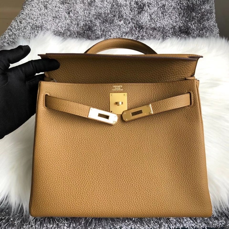 Hermès（爱马仕）Kelly 28cm 原厂御用小牛皮 U8 铜金色 金扣 超特别颜色 顶级手缝