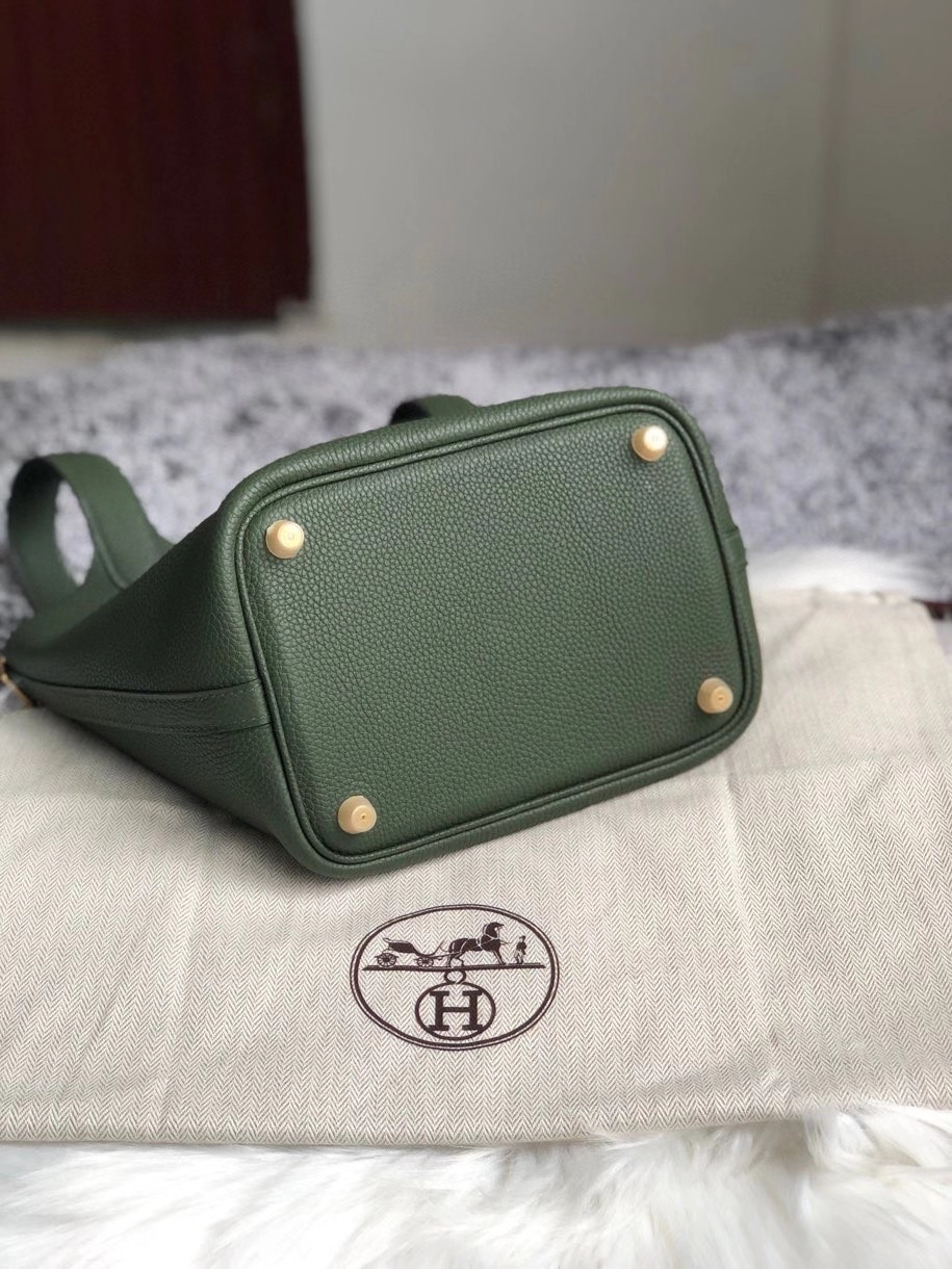 Hermès（爱马仕）Picotin 菜篮包 18cm 原厂御用顶级皮 clememce  6H 橄榄绿 金扣 顶级手缝