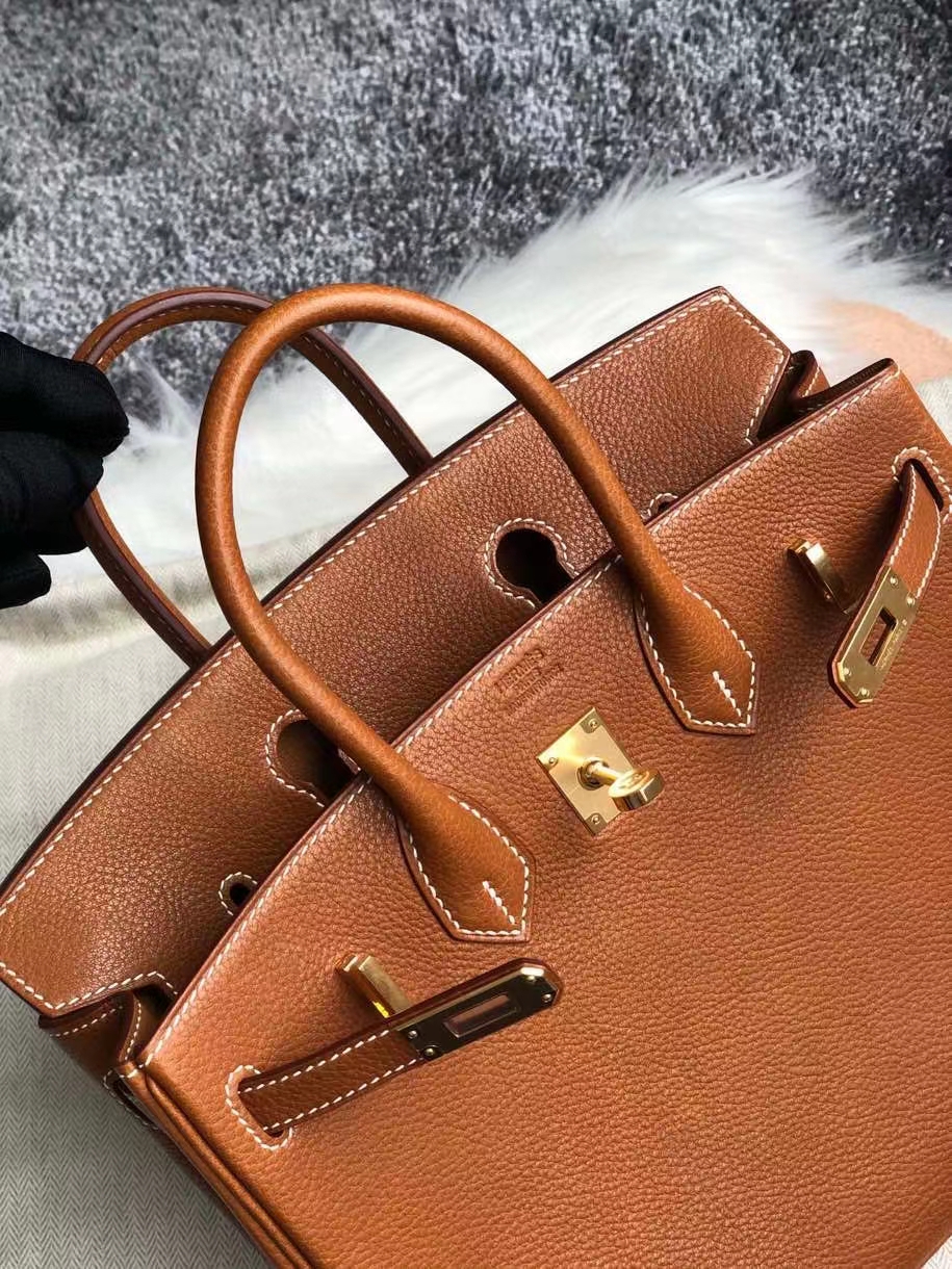 Hermès（爱马仕）Birkin 25cm 颗粒马鞍皮 金棕色 gold 金扣 银扣 顶级手缝 现货