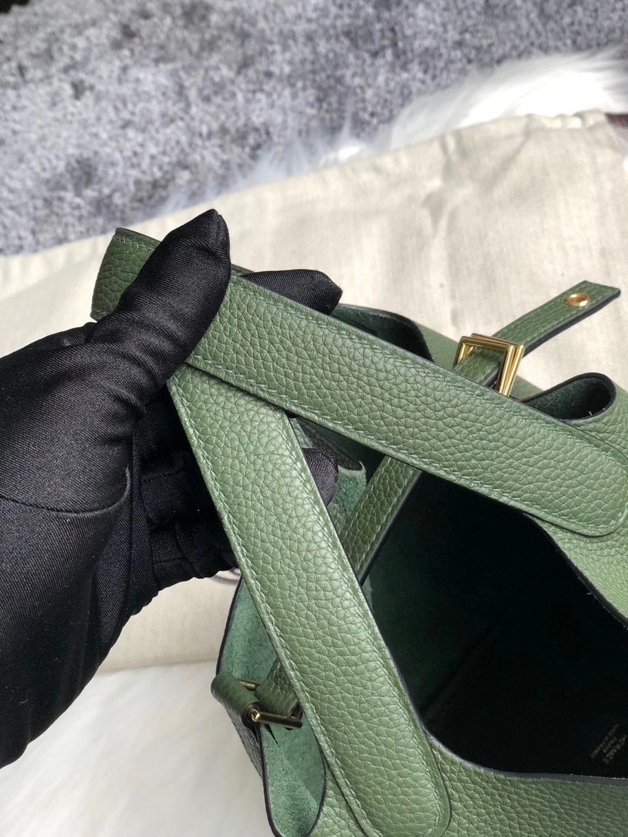 Hermès（爱马仕）Picotin 菜篮包 18cm 原厂御用顶级皮 clememce  6H 橄榄绿 金扣 顶级手缝