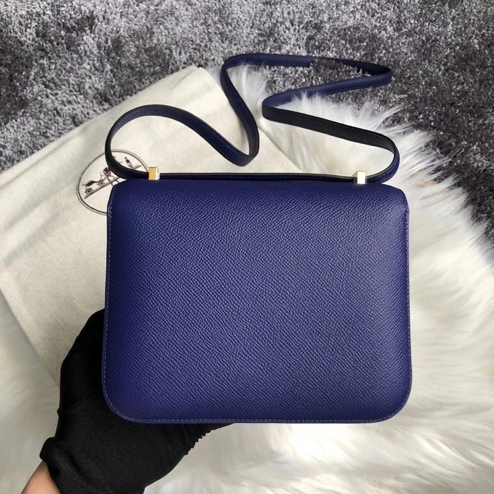 Hermès（爱马仕）Constance 18cm Epsom 原厂掌纹皮 7T 电光蓝 Blue eletric 金扣 顶级手缝 现货