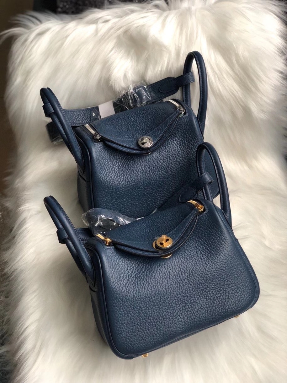 Hermès（爱马仕）Mini lindy S4 深邃蓝 Deep blue 金扣 银扣 顶级手缝 现货