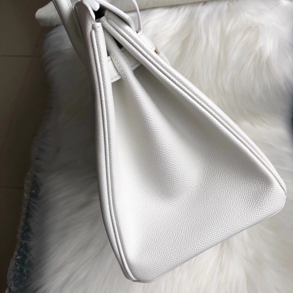Hermès（爱马仕）Birkin 30cm Epsom 原厂掌纹皮 01 纯白 White  顶级手缝 定制