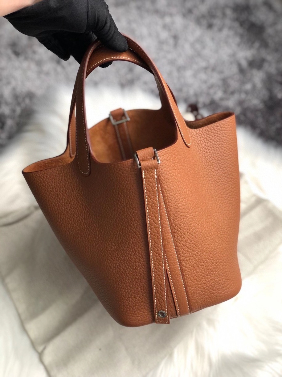 Hermès（爱马仕）Picotin 18cm 原厂御用顶级TC皮  ck37 金棕色 Gold 银扣