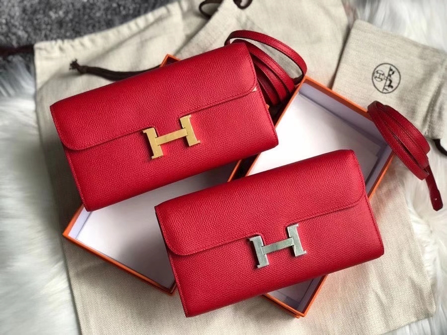 Hermès（爱马仕）Constance 空姐包 Epsom 原厂掌纹皮 Q5 国旗红 rouge casaque 金扣 银扣 顶级手缝
