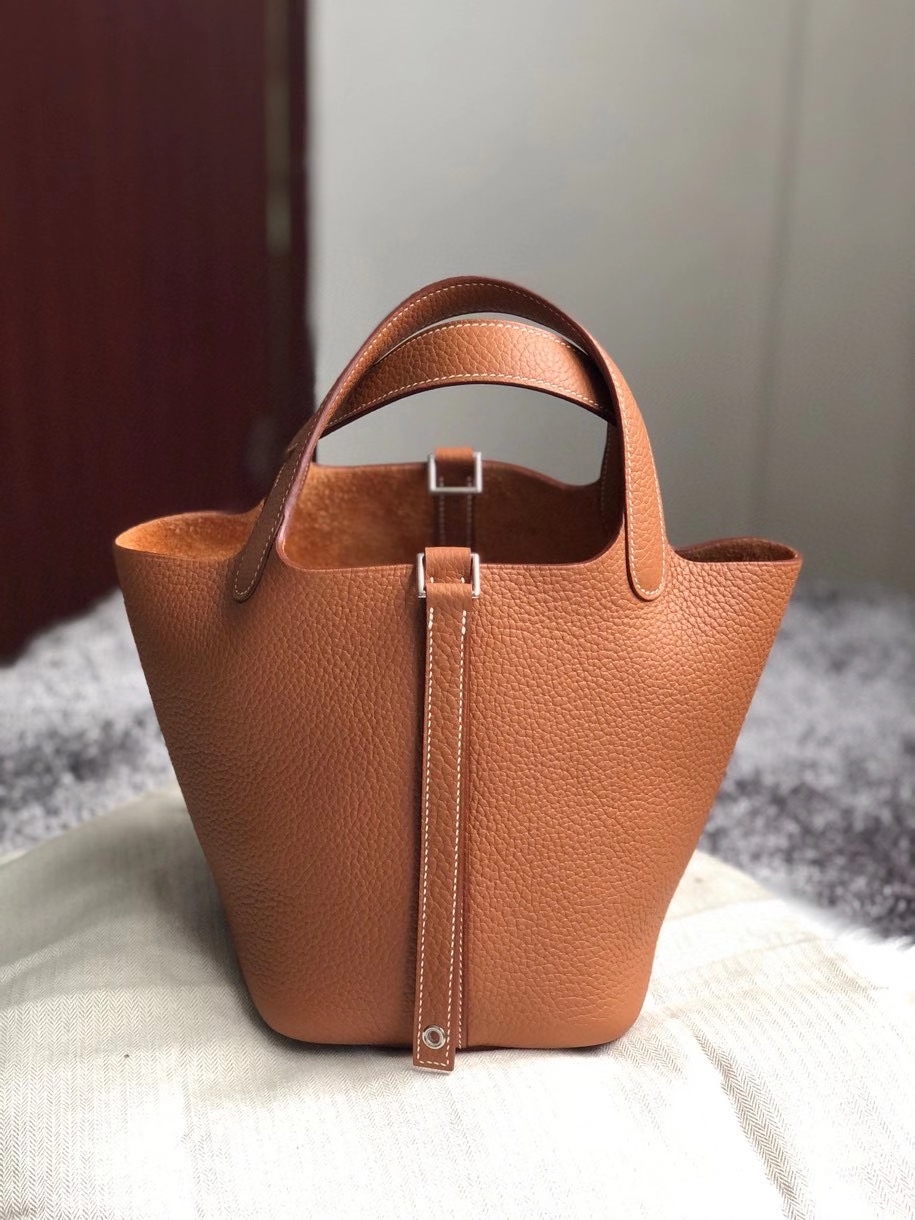 Hermès（爱马仕）Picotin 18cm 原厂御用顶级TC皮  ck37 金棕色 Gold 银扣