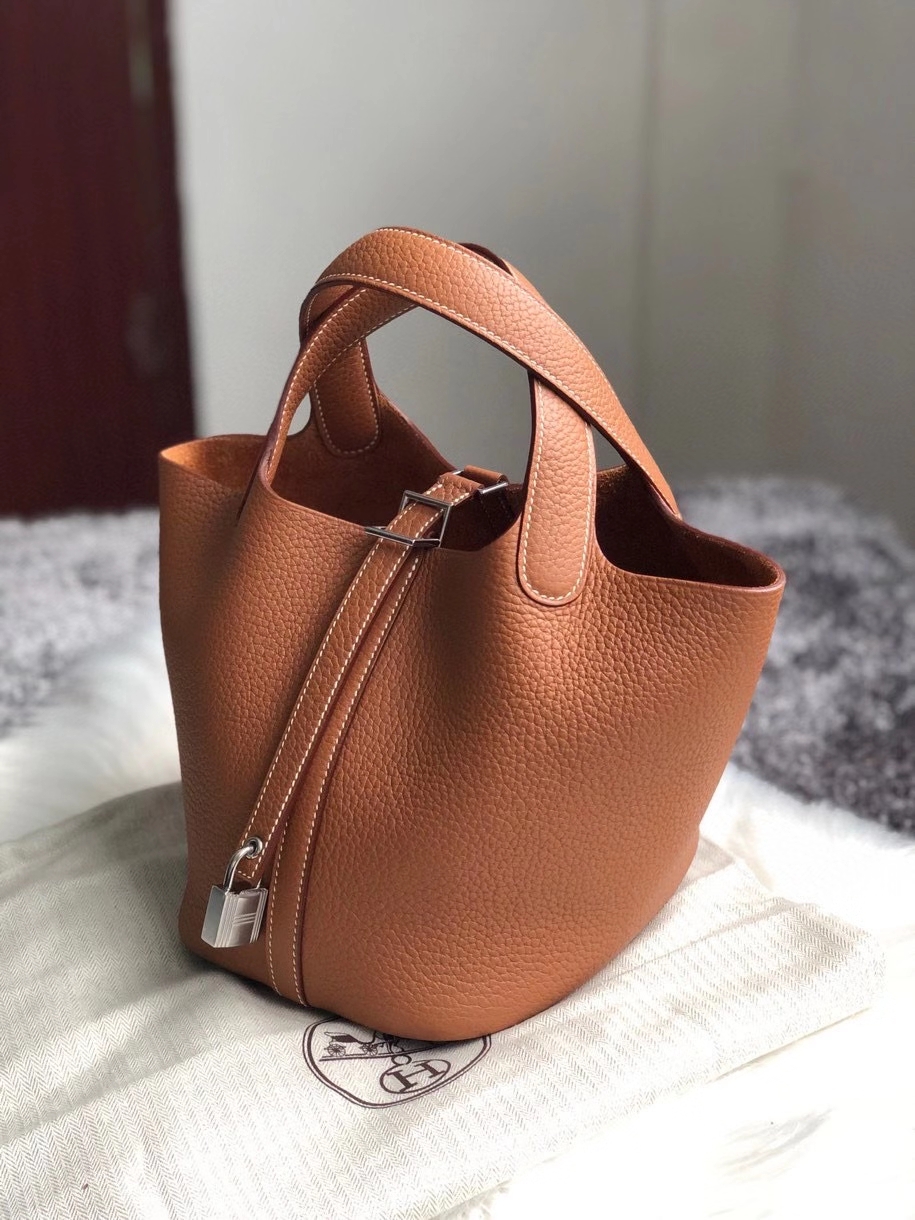 Hermès（爱马仕）Picotin 18cm 原厂御用顶级TC皮  ck37 金棕色 Gold 银扣