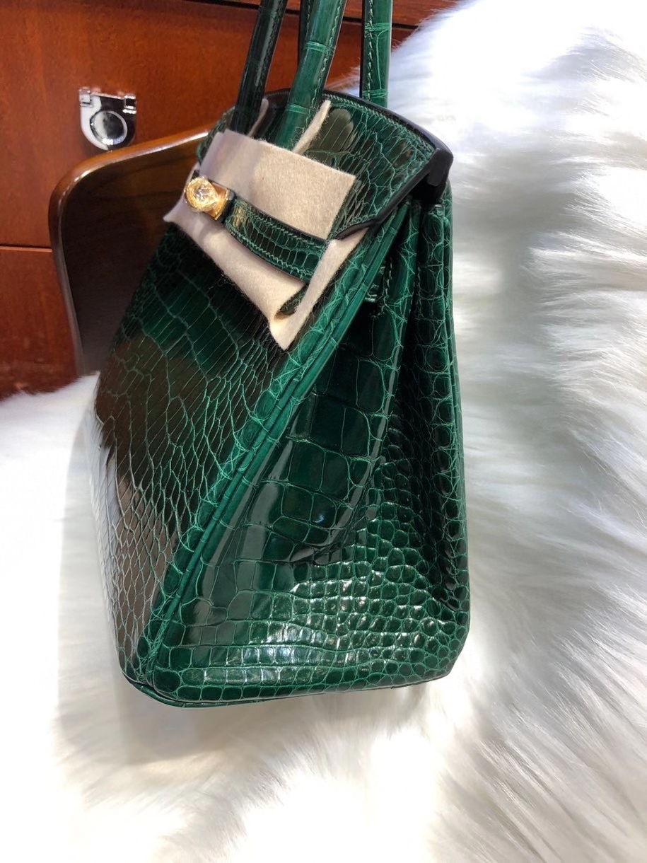 Hermès（爱马仕）Birkin 25cm Alligator shiny 亮面鳄鱼 ck67 祖母绿 顶级手缝 现货