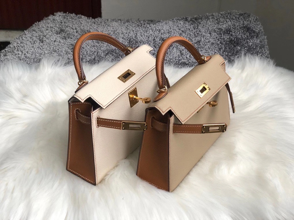 Hermès（爱马仕）Mini kelly ll Epsom 原厂掌纹皮 拼色 马蹄印 定制