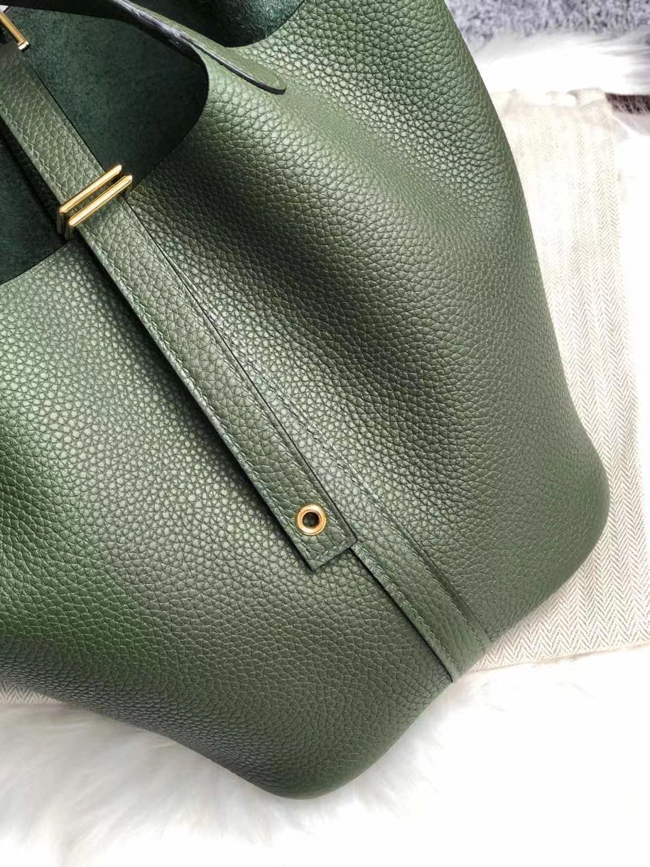 Hermès（爱马仕）Picotin 菜篮包 18cm 原厂御用顶级皮 clememce  6H 橄榄绿 金扣 顶级手缝