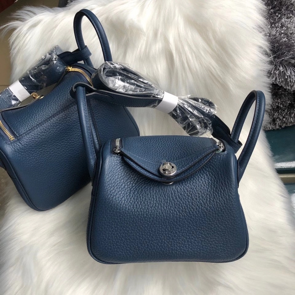 Hermès（爱马仕）Mini lindy S4 深邃蓝 Deep blue 金扣 银扣 顶级手缝 现货
