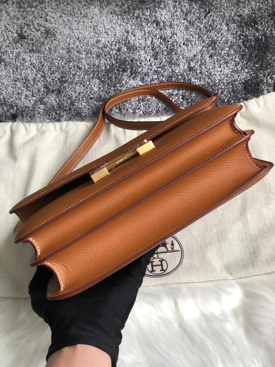 Hermès（爱马仕）Constance 26cm Epsom 原厂掌纹皮 ck37 金棕色 Gold 金扣 顶级手缝