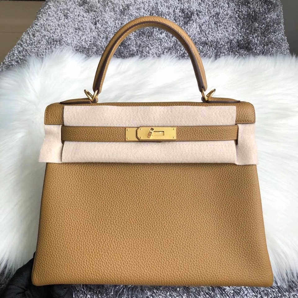 Hermès（爱马仕）Kelly 28cm 原厂御用小牛皮 U8 铜金色 金扣 超特别颜色 顶级手缝