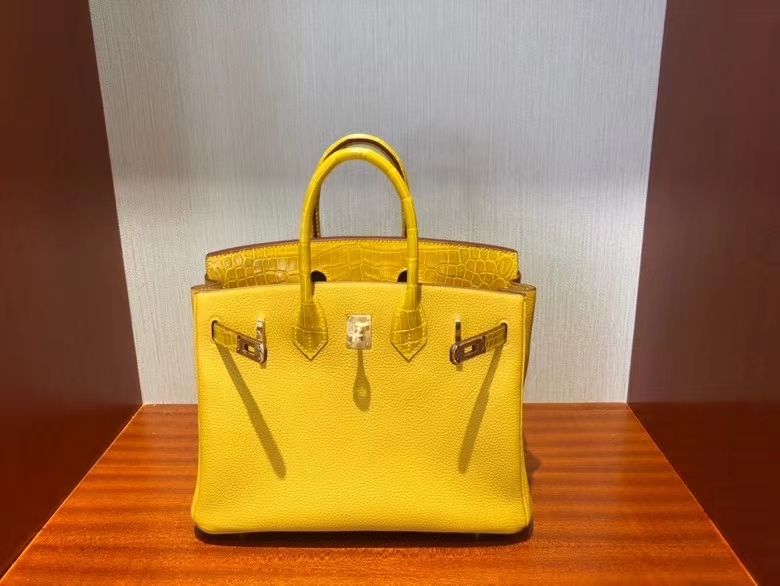 Hermès(爱马仕)Birkin 25cm Touch 9D琥珀黄 拼亮面鳄鱼琥珀黄 金扣 顶级 手缝 现货-拉尔森鳄鱼皮具定制 - 爱马仕包包官网 Hermès(爱马仕)Birkin 25cm Touch 9D琥珀黄 拼亮面鳄鱼琥珀黄 金扣 顶级 手缝 现货