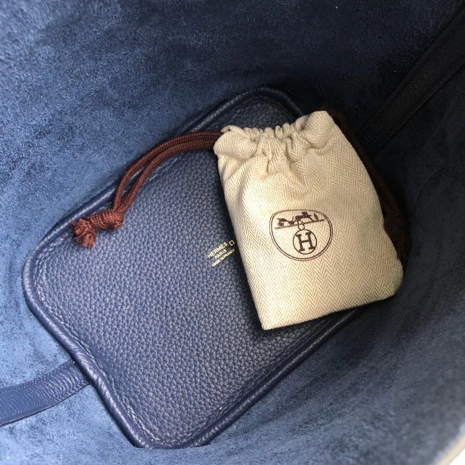 Hermès（爱马仕）Picotin 18cm 宝石蓝拼鳄鱼宝石蓝手腕 金扣 顶级手缝 订制
