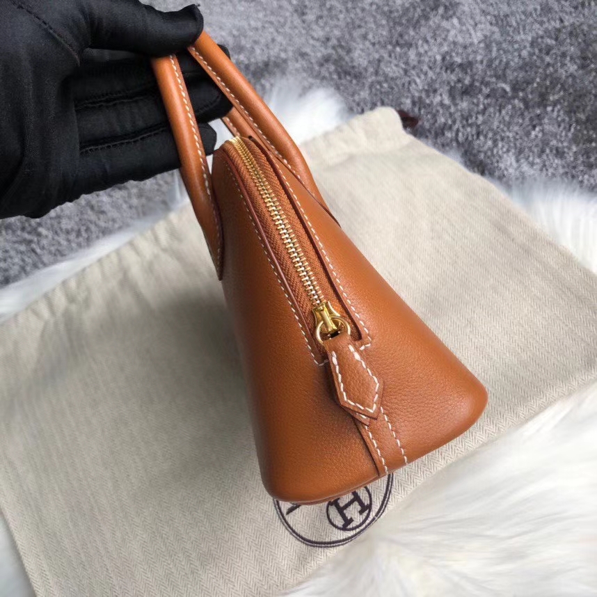 Hermès(爱马仕)Mini bolide 山羊皮Chevre 金棕色 金扣 顶级手缝 定制-拉尔森鳄鱼皮具定制 - 爱马仕包包官网 Hermès(爱马仕)Mini bolide 山羊皮Chevre 金棕色 金扣 顶级手缝 定制