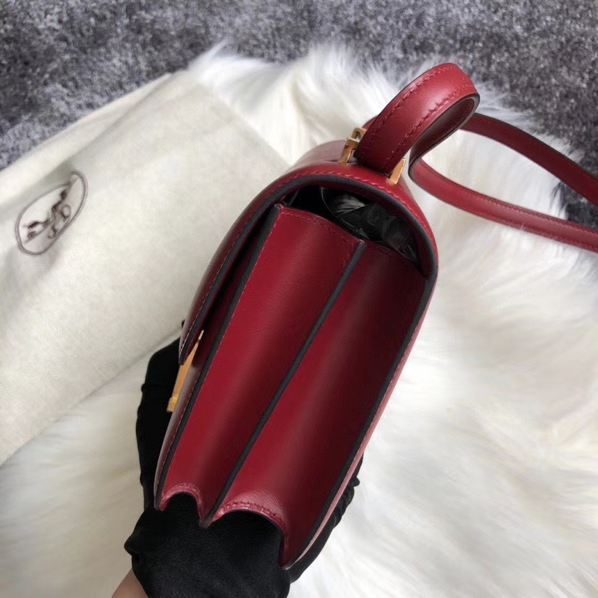Hermès（爱马仕）Constance 24cm Boxcalf  ck55爱马仕红 Rouge H 金扣 顶级手缝