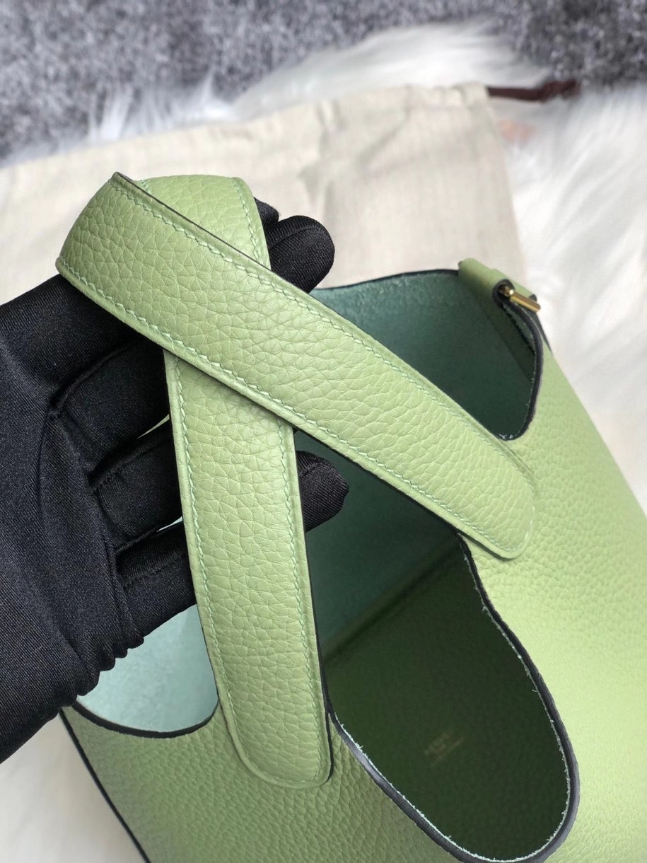 Hermès（爱马仕）Picotin 菜篮包 18cm 原厂御用顶级皮 clememce 3i 牛油果绿 金扣 顶级手缝