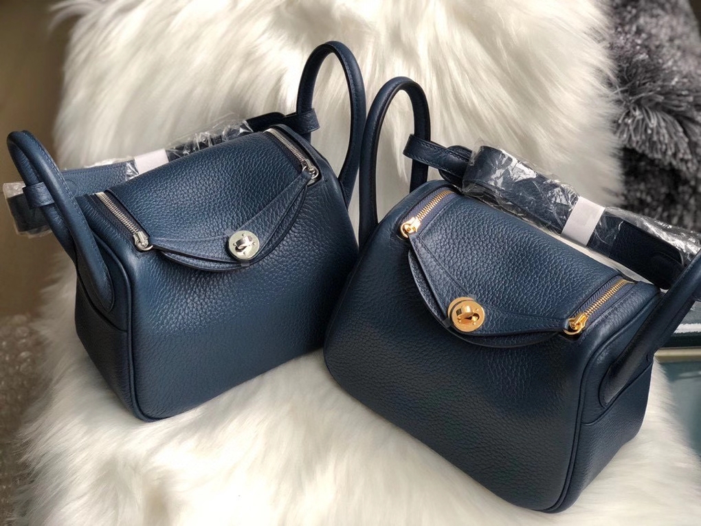 Hermès（爱马仕）Mini lindy S4 深邃蓝 Deep blue 金扣 银扣 顶级手缝 现货
