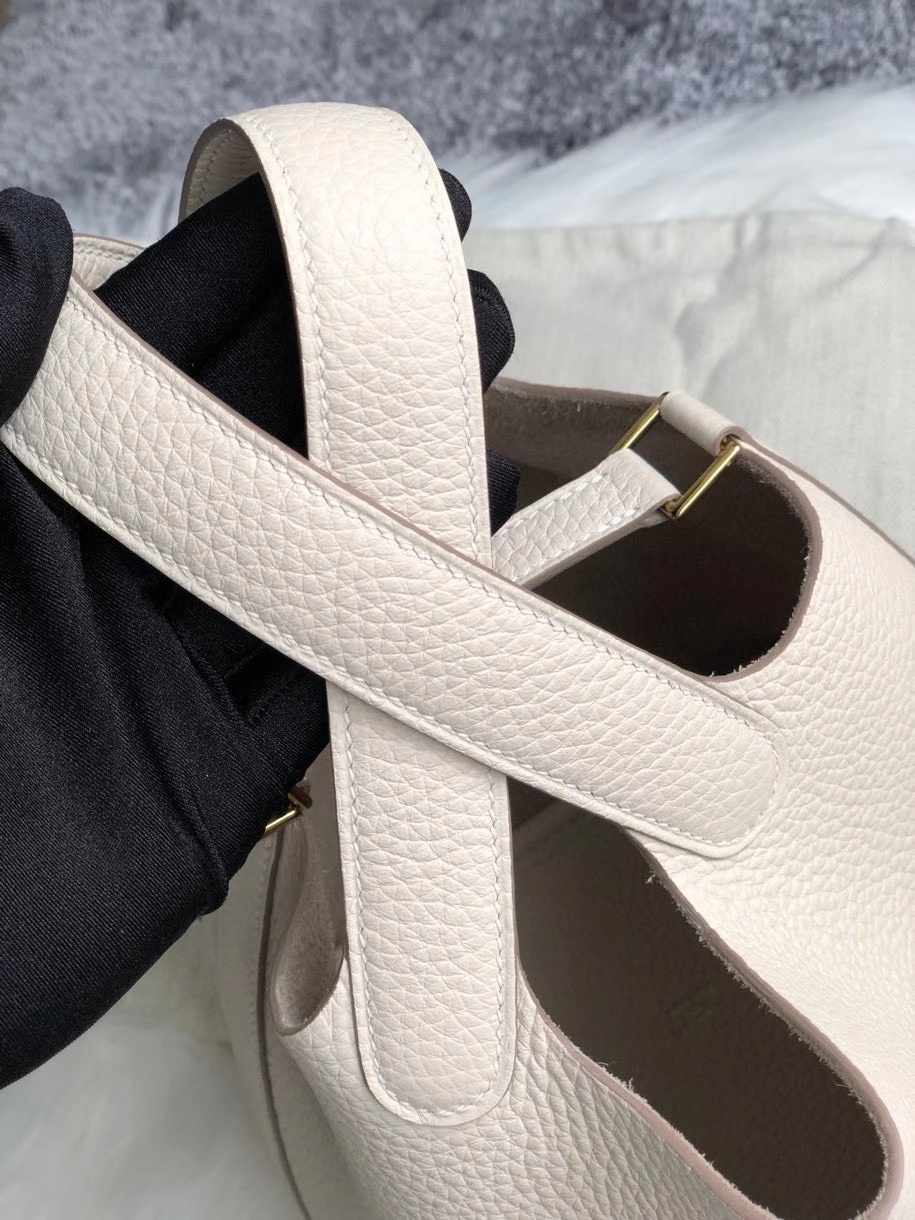 Hermès（爱马仕）Picotin 菜篮包 18cm 原厂御用顶级皮 clememce ck10 奶昔白 Craie 金扣 顶级手缝