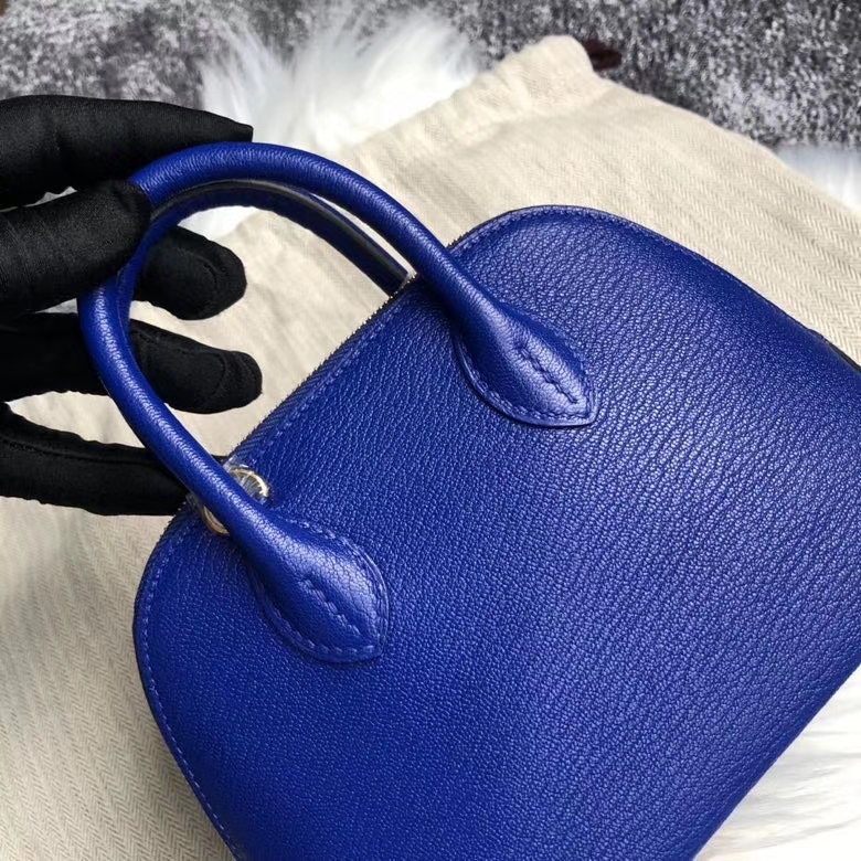 Hermès（爱马仕）Mini Bolide 山羊皮 Chevre 7T 电光蓝 Blue eletric 金扣 顶级手缝 定制