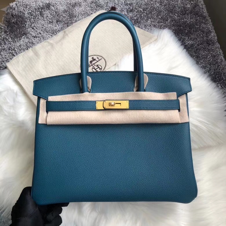Hermès（爱马仕）Birkin 30cm 原厂小牛皮 togo W0 博斯普鲁斯绿 金扣 顶级手缝