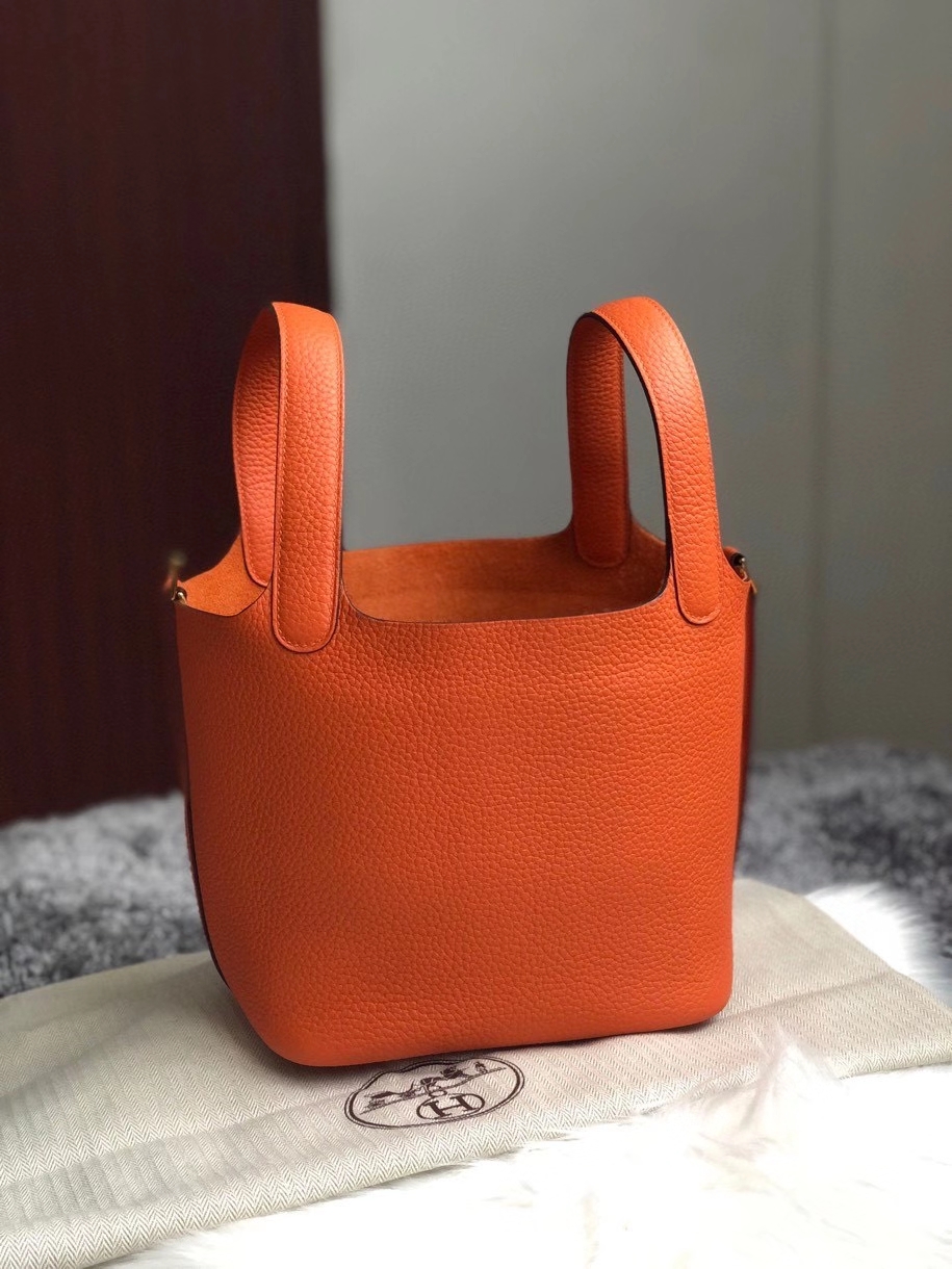 Hermès（爱马仕）Picotin 菜篮包 18cm 93橙色 Orange 金扣