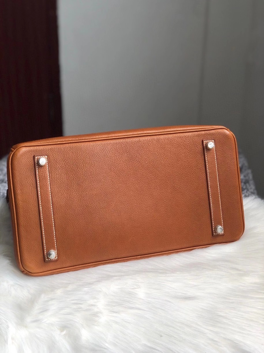 Hermès（爱马仕）Birkin 铂金包 马鞍皮 金棕色 gold 银扣 35cm
