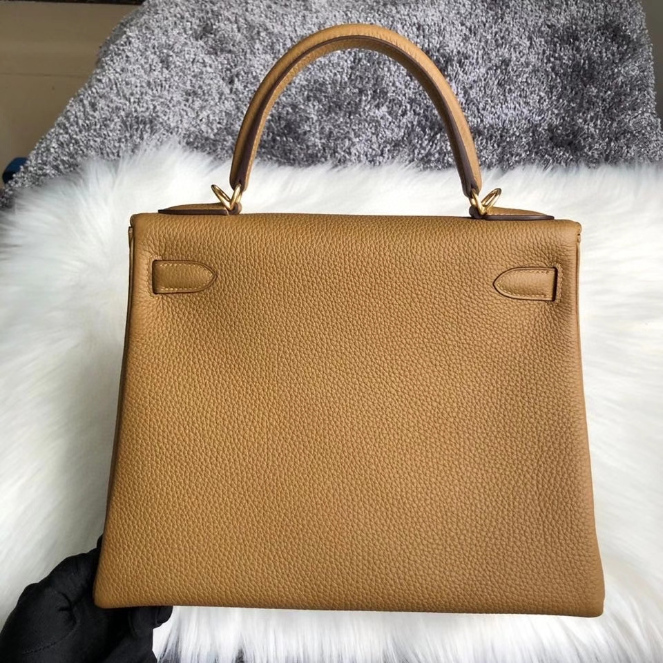 Hermès（爱马仕）Kelly 28cm 原厂御用小牛皮 U8 铜金色 金扣 超特别颜色 顶级手缝