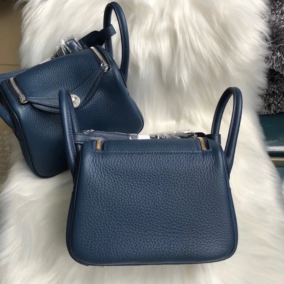Hermès（爱马仕）Mini lindy S4 深邃蓝 Deep blue 金扣 银扣 顶级手缝 现货