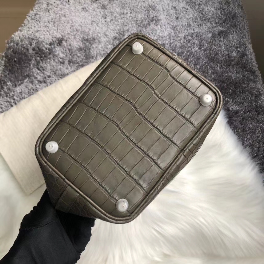 Hermès（爱马仕）Picotin 18cm Alligator matt 雾面鳄鱼 M1 新大象灰 银扣 顶级手缝 定制