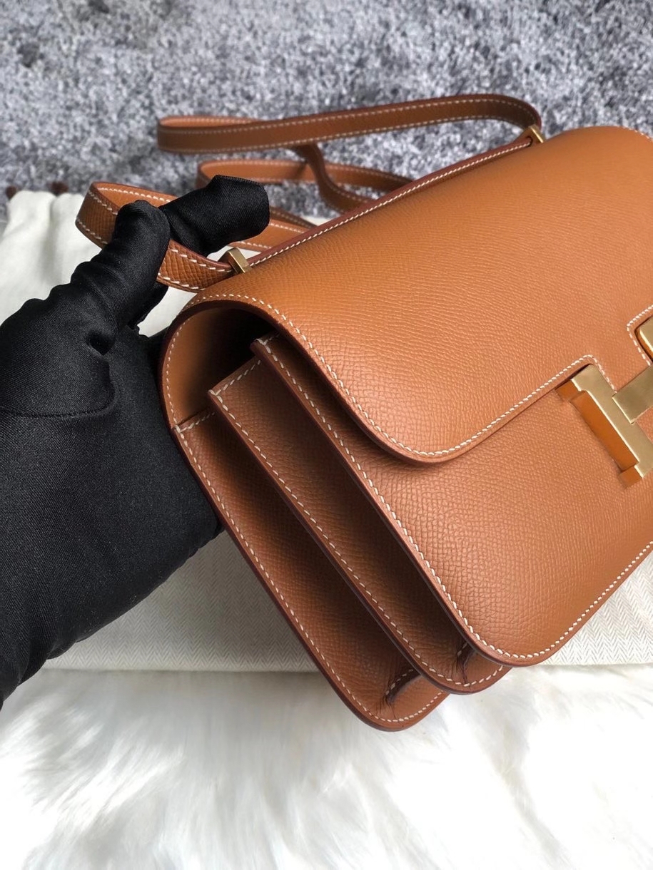 Hermès（爱马仕）Constance 26cm Epsom 原厂掌纹皮 ck37 金棕色 Gold 金扣 顶级手缝