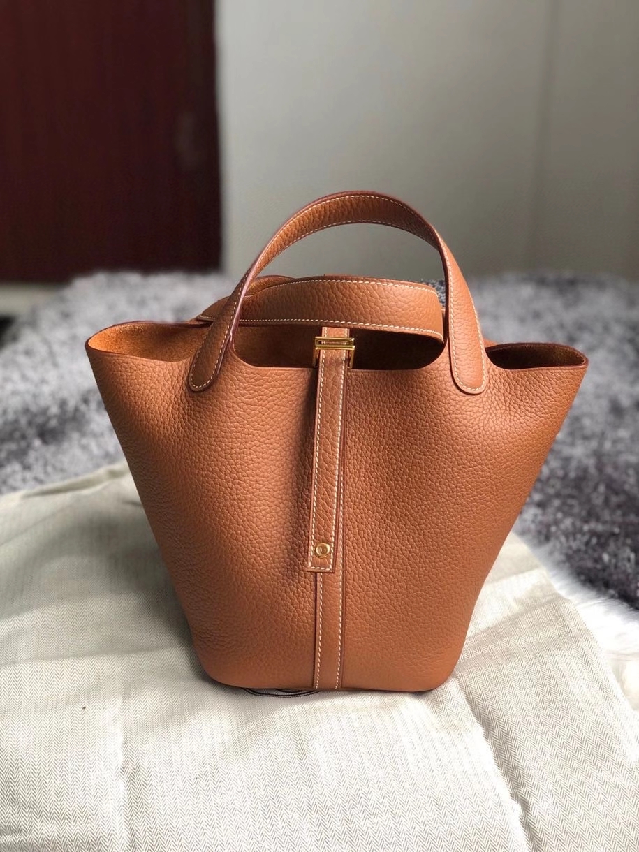 Hermès（爱马仕）Picotin 18cm 原厂御用顶级TC皮  ck37 金棕色 Gold 金扣