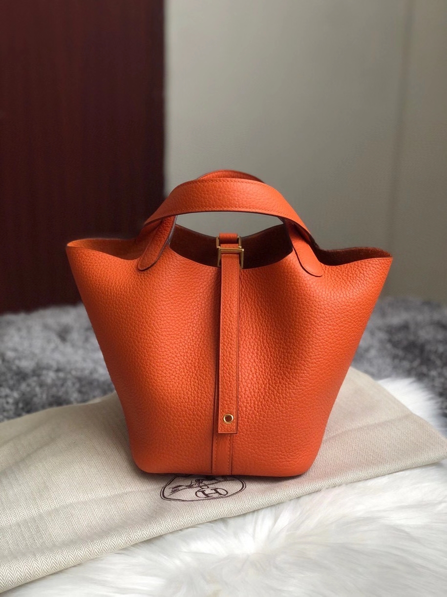 Hermès（爱马仕）Picotin 菜篮包 18cm 93橙色 Orange 金扣
