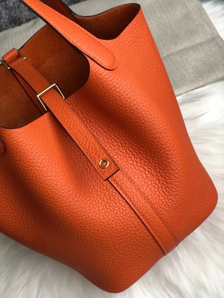 Hermès（爱马仕）Picotin 菜篮包 18cm 93橙色 Orange 金扣