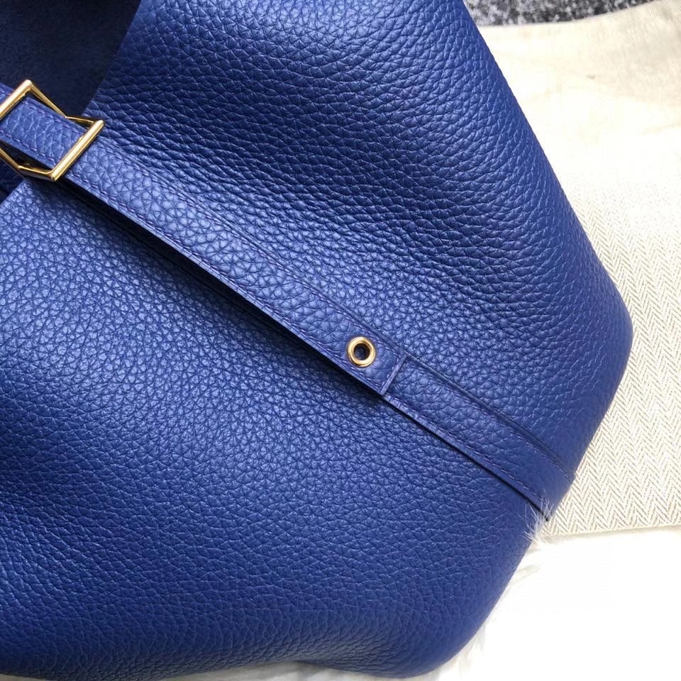 Hermès（爱马仕）Picotin 菜篮包 22cm 原厂御用顶级皮 clememce 7T 电光蓝 金扣 顶级手缝