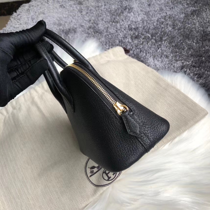 Hermès（爱马仕）Mini Bolide 山羊皮 Chevre ck89 黑色 Noir 金扣 顶级手缝 定制