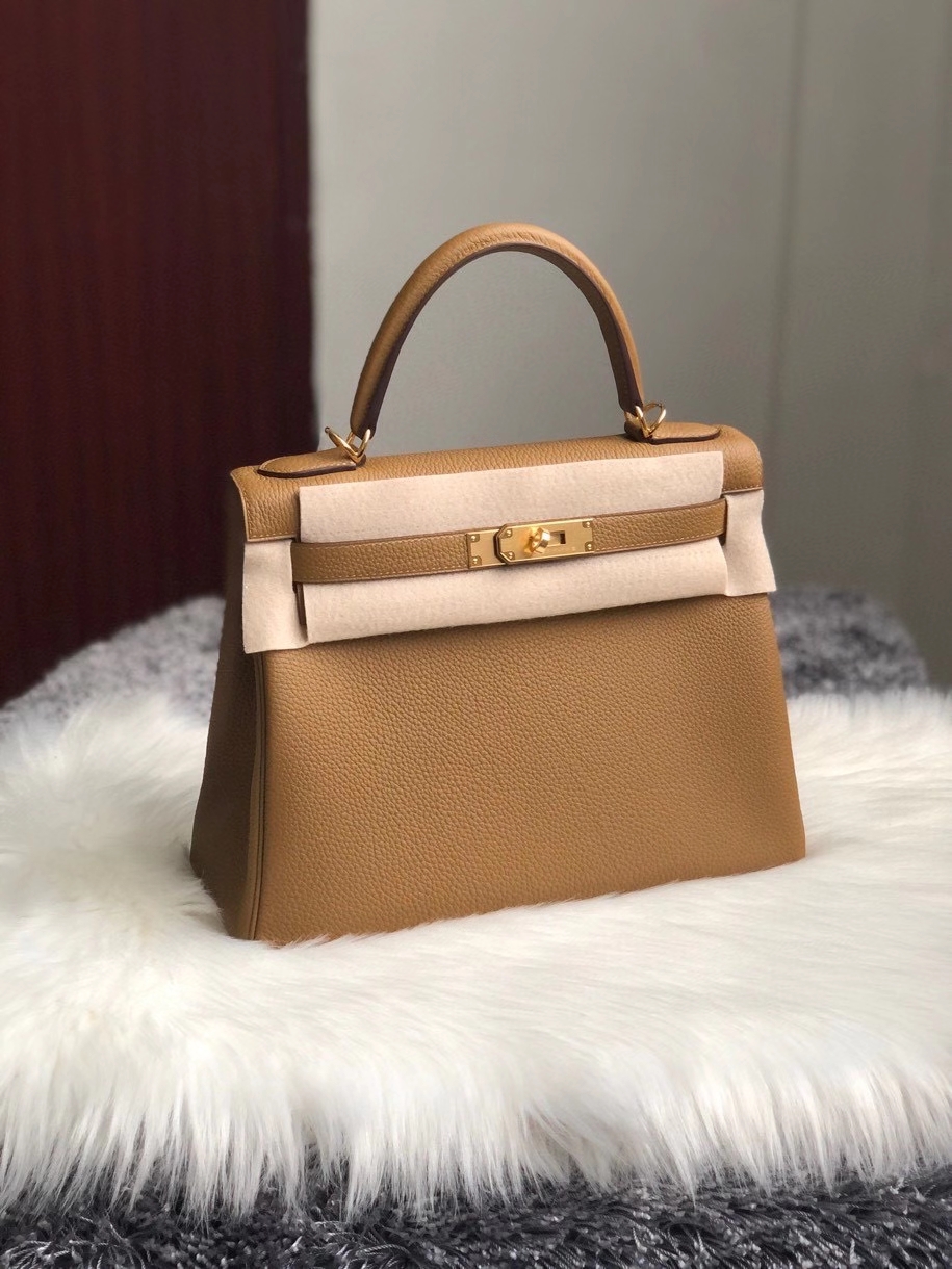 Hermès（爱马仕）Kelly 28cm 原厂御用小牛皮 U8 铜金色 金扣 超特别颜色 顶级手缝