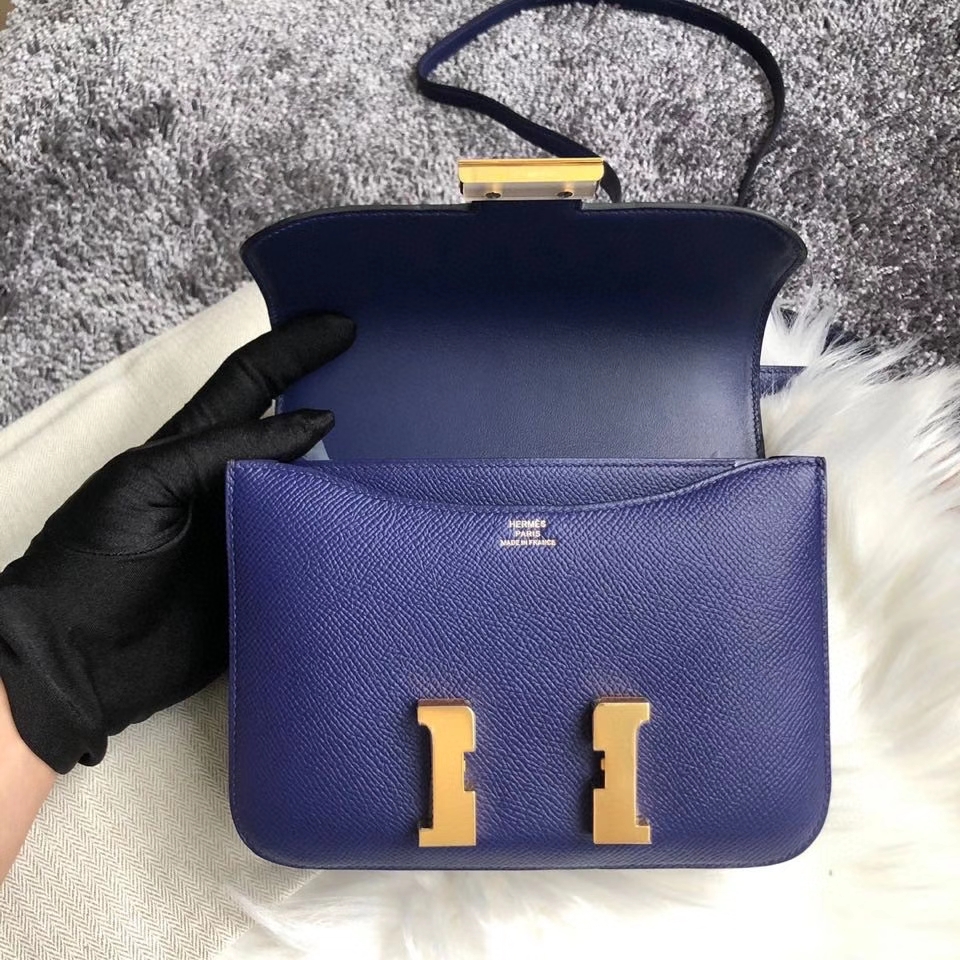 Hermès(爱马仕)Constance 18cm Epsom 原厂掌纹皮 7T 电光蓝 Blue eletric 金扣 顶级手缝 现货-拉尔森鳄鱼皮具定制 - 爱马仕包包官网 Hermès(爱马仕)Constance 18cm Epsom 原厂掌纹皮 7T 电光蓝 Blue eletric 金扣 顶级手缝 现货