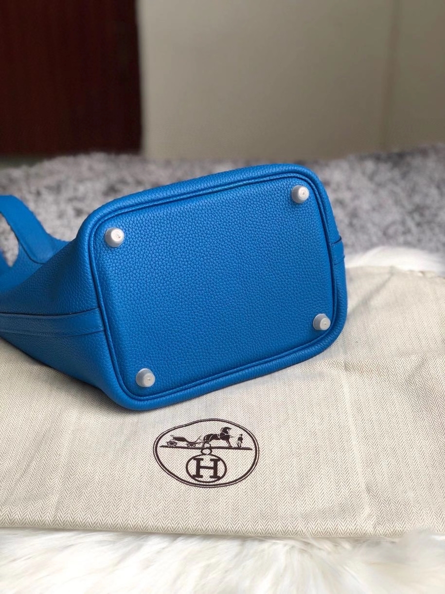 Hermès（爱马仕）Picotin 菜篮包 18cm 原厂御用顶级皮 clememce 7Ｑ 水妖蓝 银扣 顶级手缝