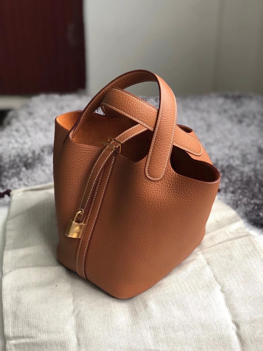 Hermès（爱马仕）Picotin 18cm 原厂御用顶级TC皮  ck37 金棕色 Gold 金扣