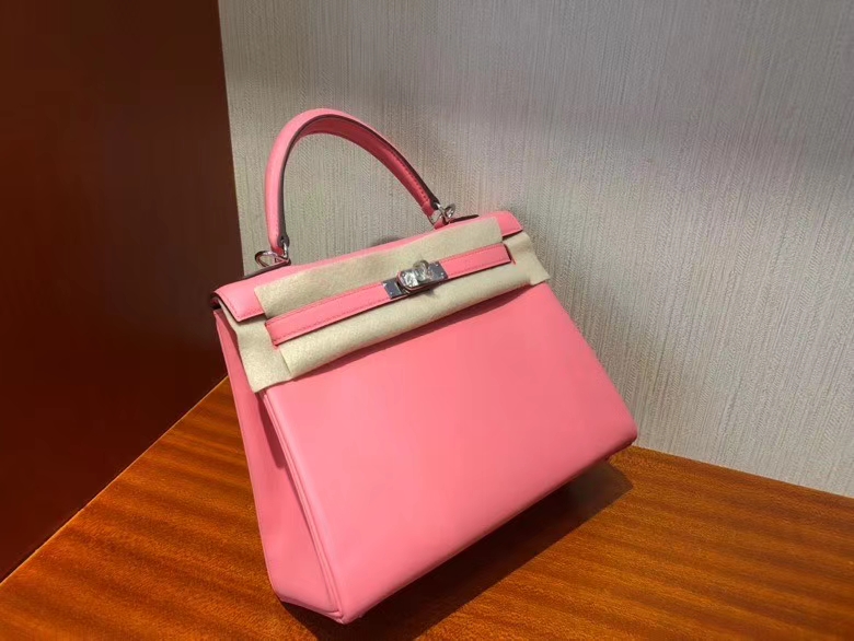 Hermès（爱马仕）Kelly 25cm Swift K4 夏日玫瑰粉 银扣 顶级手缝 粉粉嫩嫩 超美