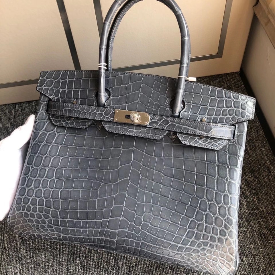 Hermès（爱马仕）Birkin 30cm Crocodile shiny 亮面鳄鱼 7n 风暴蓝 银扣 顶级手缝 现货