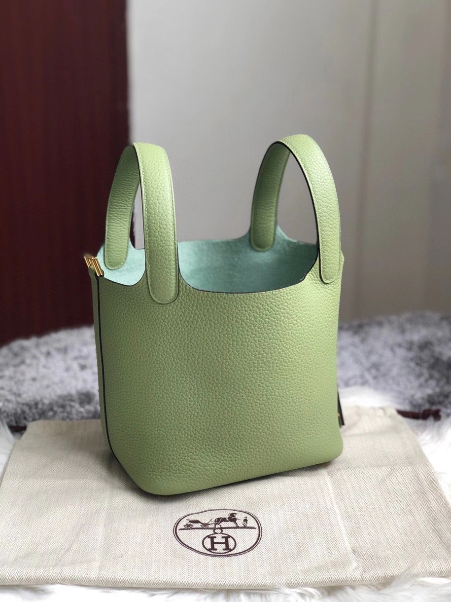 Hermès（爱马仕）Picotin 菜篮包 18cm 原厂御用顶级皮 clememce 3i 牛油果绿 金扣 顶级手缝