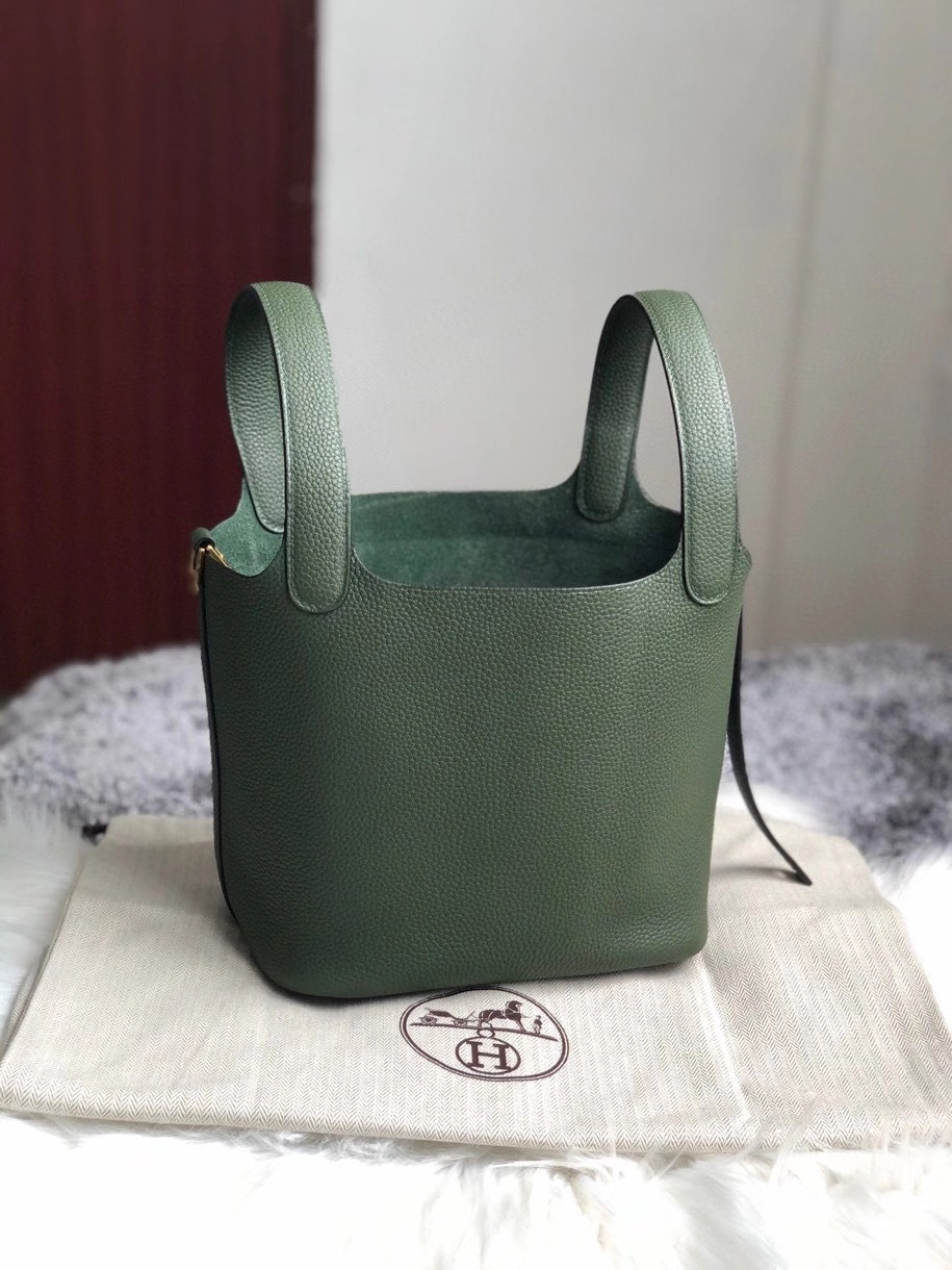 Hermès（爱马仕）Picotin 菜篮包 18cm 原厂御用顶级皮 clememce  6H 橄榄绿 金扣 顶级手缝