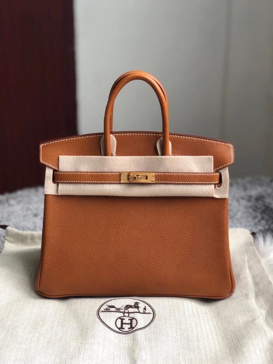Hermès（爱马仕）Birkin 25cm 颗粒马鞍皮 金棕色 gold 金扣 银扣 顶级手缝 现货